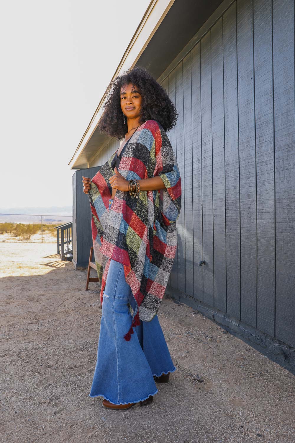 Multi-color Buffalo Checkered Kimono