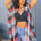 Multi-color Buffalo Checkered Kimono Red/Blue/Black